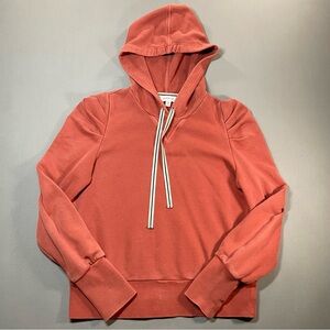 Evereve Tyra Hoodie w/ Ruched Shoulders; Burnt Red - Womens Medium
